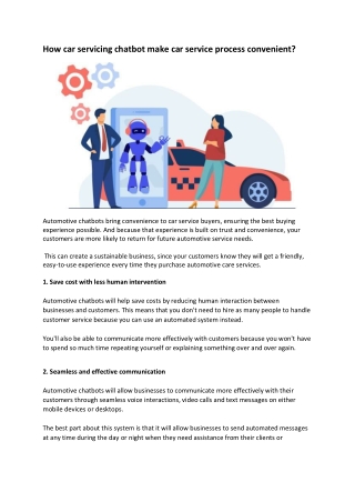 How car servicing chatbot make car service process convenient