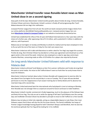 Manchester United transfer news Ronaldo latest news as Man United close in on a second signing