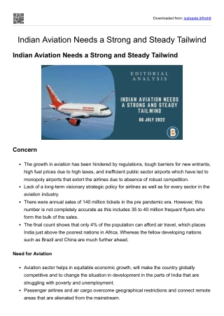 Indian Aviation needs a strong and steady tailwind