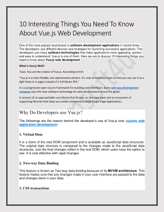 10 Interesting things You Need To Know About Vue.js Web Development