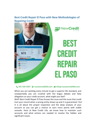 Best Credit Repair El Paso with New Methodologies of Repairing Credit