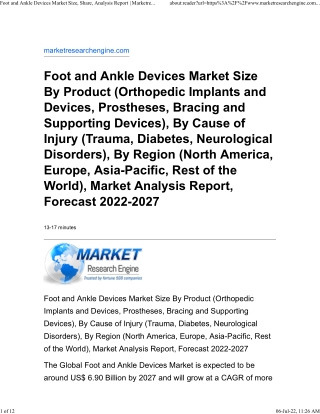 Foot and Ankle Devices Market