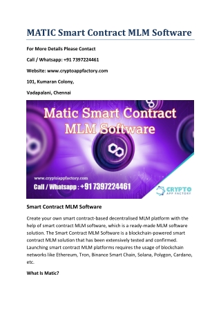 MATIC Smart Contract MLM Software