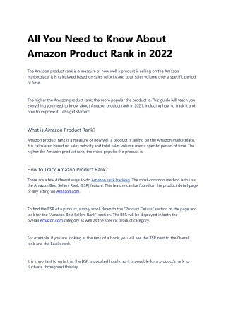 All You Need to Know About Amazon Product Rank in 2022