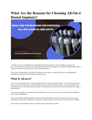 What Are the Reasons for Choosing All On 4 Dental Implants.