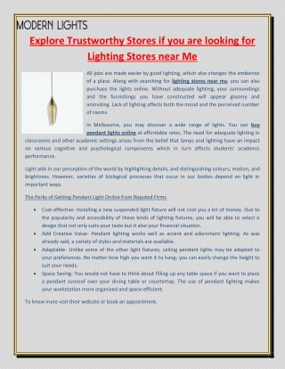 Explore Trustworthy Stores if you are looking for Lighting Stores near Me