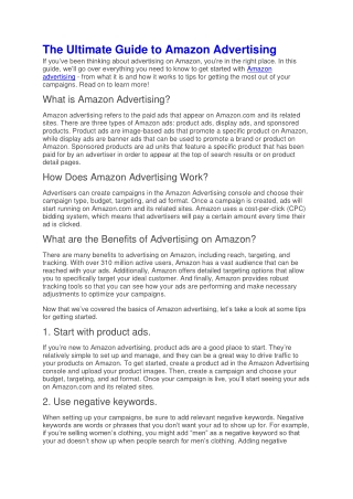 The Ultimate Guide to Amazon Advertising