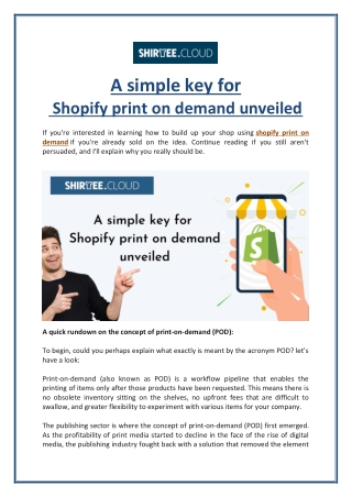 A simple key for Shopify print on demand unveiled