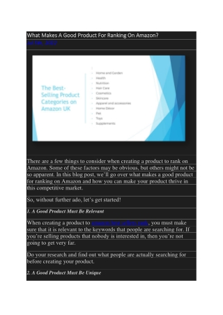 What Makes A Good Product For Ranking On Amazon