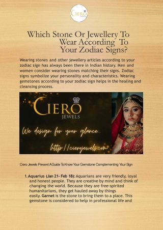 Which Stone Or Jewellery To Wear According To Your Zodiac Signs