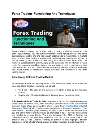 Forex Trading- Functioning And Techniques