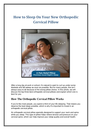 How to Sleep On Your New Orthopedic Cervical Pillow