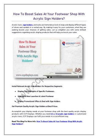 How To Boost Sales At Your Footwear Shop With Acrylic Sign Holders