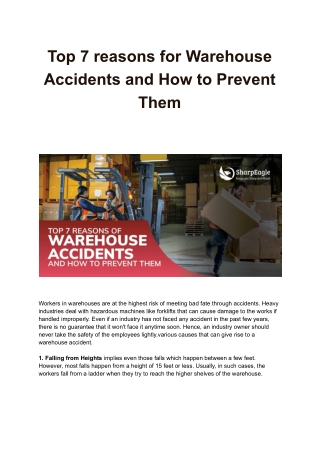 Top 7 reasons for Warehouse Accidents and How to Prevent Them