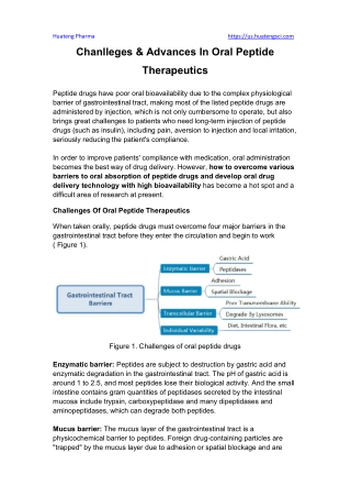 Chanlleges & Advances In Oral Peptide Therapeutics