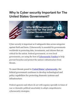 Why Is Cybersecurity Important for The United States Government?