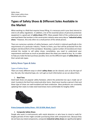 Types of Safety Shoes & Different Soles Available in the Market