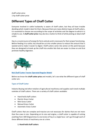 Different Types of Chaff Cutter