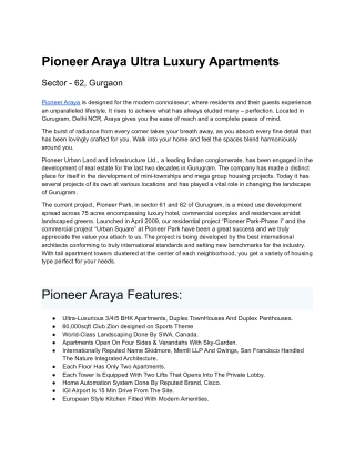 Pioneer Araya Ultra Luxury Apartments