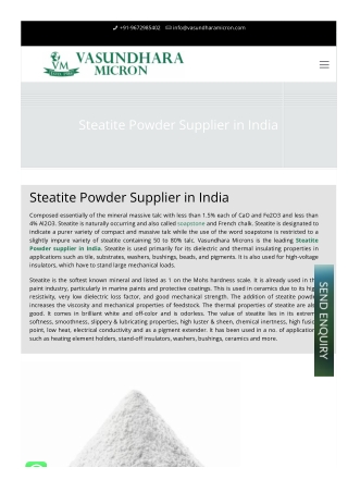 Steatite powder supplier in India- Vasundhara micron