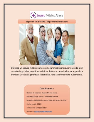 Seguro de salud barato | Seguromedicoahora.com