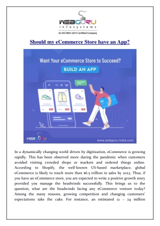 Should my eCommerce Store have an App?