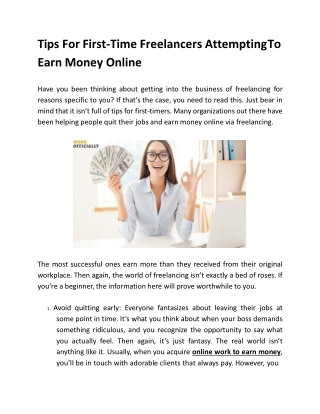 Tips For First-Time Freelancers Attempting To Earn Money Online