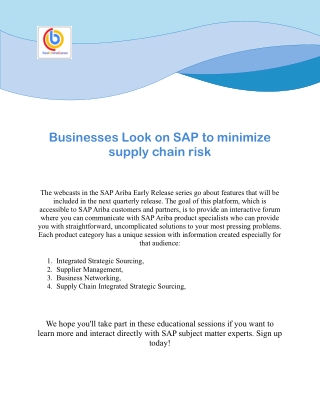 Businesses Look to SAP to minimize supply chain risk