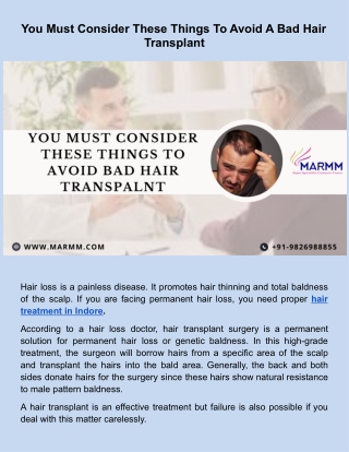 You Must Consider These Things To Avoid Bad Hair Transpalnt.docx