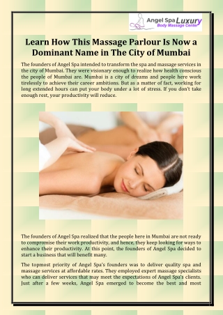 Massage Parlour in CST Mumbai