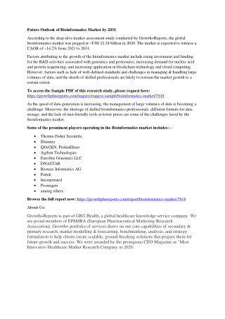 Bioinformatics Market