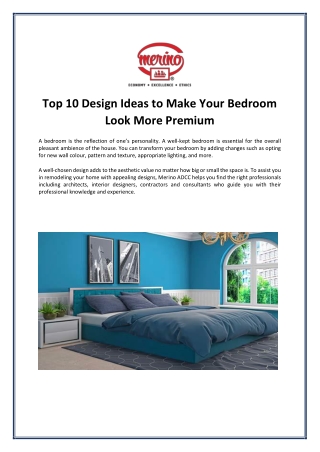 Top 10 Design Ideas to Make Your Bedroom Look More Premium