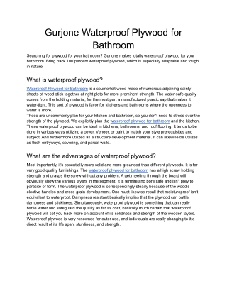 Gurjone Waterproof Plywood for Bathroom