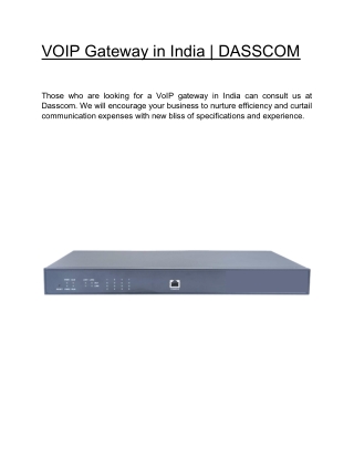 VOIP Gateway in India  | DASSCOM