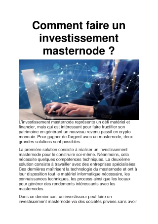 Masternode : définition - type - fonctionnement