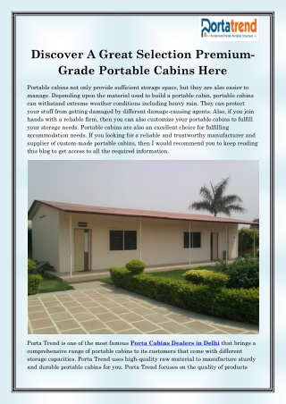 Porta Cabins Dealers in Delhi