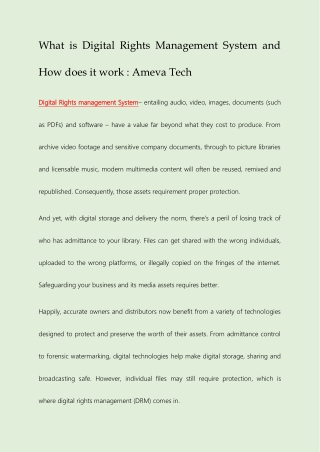 DIGITAL RIGHTS MANAGEMENT SYSTEM HELPS INDIVIDUAL COMPANIES PROTECT THEMSELVES