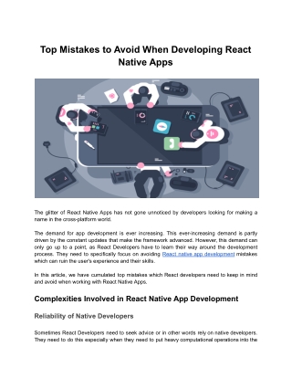 Top Mistakes to Avoid When Developing React Native Apps