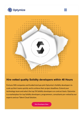 Hire vetted quality Solidity developers within 48 Hours | Optymize
