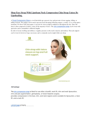 Shop Face Strap With Lipofoam Neck Compression Chin Strap Unisex By Lipohealing.