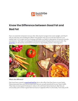 Know the Difference between Good Fat and Bad Fat.docx