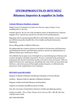 Cationic Bitumen Emulsion company