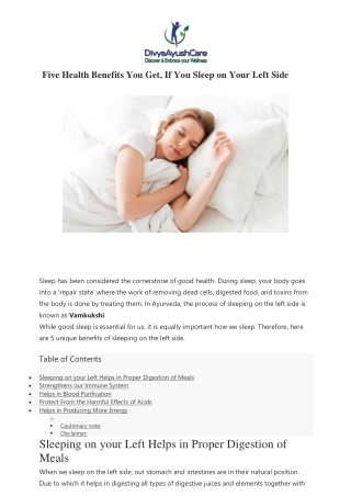 Five Health Benefits You Get, If You Sleep on Your Left Side
