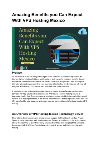 Amazing Benefits you Can Expect With VPS Hosting Mexico