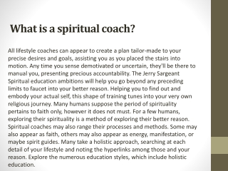 What is a spiritual coach?