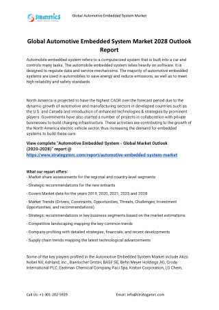 2021 Automotive Embedded System Industry Global Analysis Report