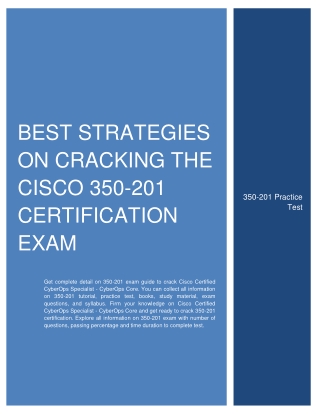 Best Strategies On Cracking the Cisco 350-201 Certification Exam