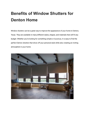 Benefits of Window Shutters for Denton Home