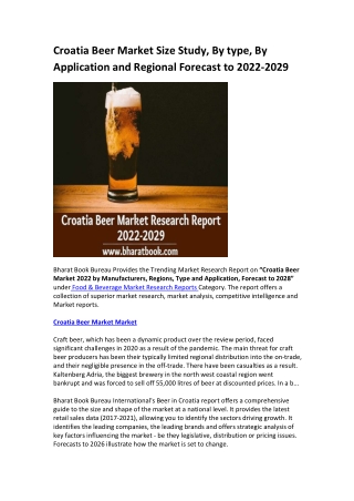 Croatia Beer Market Research Report 2022-2029