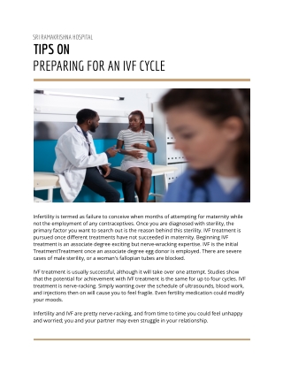 Tips on getting ready For associate degree IVF Cycle
